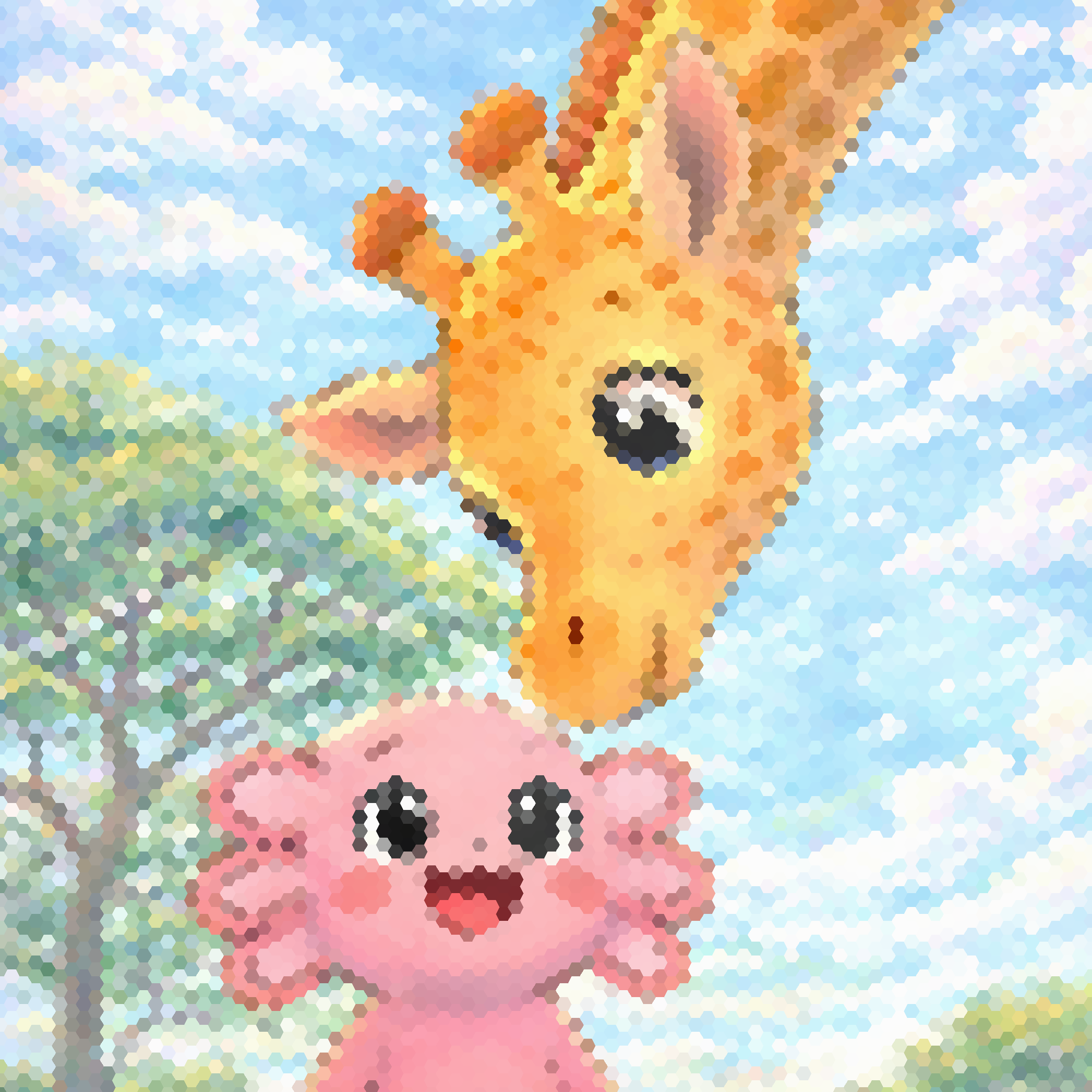 Mosaic result — hexagonal color by number